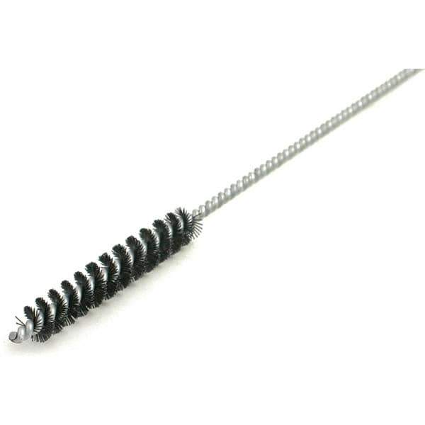 Brush Research Mfg. - 5/8" Diam Helical Nylon Tube Brush - Single Spiral, 0.017" Filament Diam, 3" Brush Length, 12" OAL, 0.19" Diam Galvanized Steel Shank - USA Tool & Supply