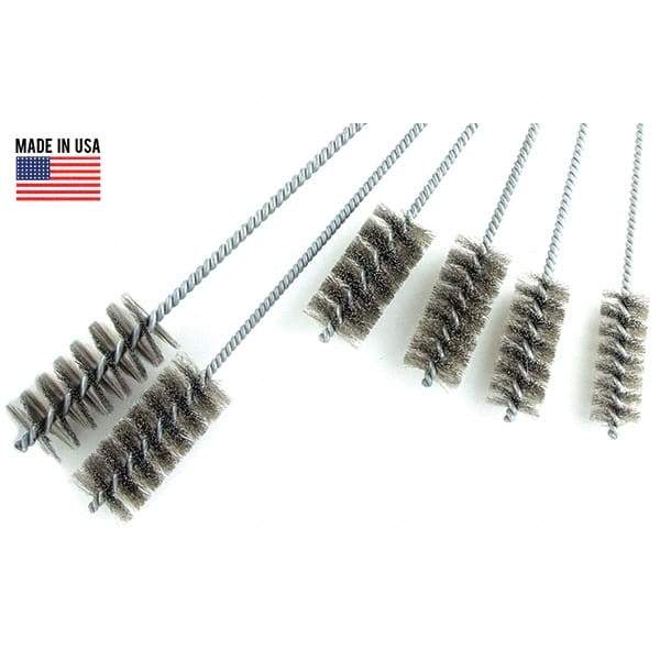 Brush Research Mfg. - 3" Diam Helical Steel Tube Brush - Single Spiral, 0.012" Filament Diam, 4" Brush Length, 18" OAL, 0.292" Diam Galvanized Steel Shank - USA Tool & Supply