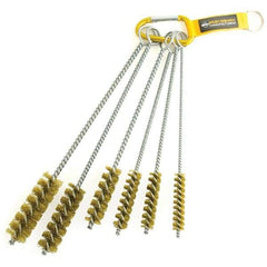 Brush Research Mfg. - 1" Diam Helical Brass Tube Brush - Single Spiral, 0.01" Filament Diam, 3" Brush Length, 12" OAL, 0.245" Diam Galvanized Steel Shank - USA Tool & Supply