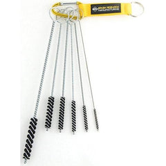 Brush Research Mfg. - 7/16" Diam Helical Natural Bristle Tube Brush - Single Spiral, 0.006" Filament Diam, 2-1/2" Brush Length, 10" OAL, 0.168" Diam Galvanized Steel Shank - USA Tool & Supply