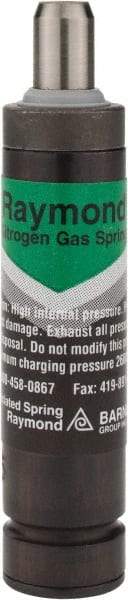 Associated Spring Raymond - 12mm Diam, 25mm Max Stroke, Green Nitrogen Gas Spring Cylinder - 65mm Body Length, 92mm OAL, 40 Lb Full Stroke Spring Force, 1,050 psi Initial Charge - USA Tool & Supply