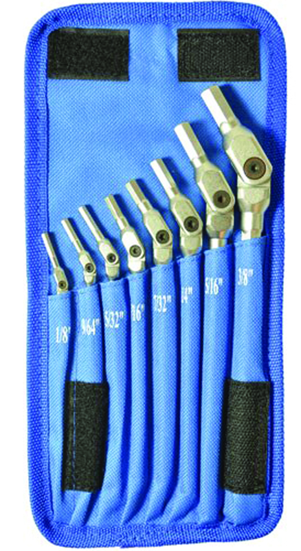 8 Piece -1/8 - 3/8" Chrome HexPro Pivot Head Hex Wrench Set - USA Tool & Supply