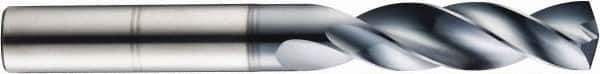 SGS - 47/64" 145° Solid Carbide Jobber Drill - TiCN Finish, Right Hand Cut, Spiral Flute, Straight Shank, 6" OAL, Standard Point - USA Tool & Supply