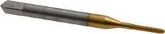 Balax - #0-80 UNF H3 Thread Limit Bottoming Thread Forming Tap - High Speed Steel, TiN Finish, 1-5/8" OAL, 5/16" Thread Length, Right Hand Thread, Series BXB - USA Tool & Supply