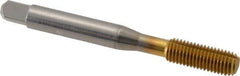 Balax - 1/4-28 UNF H7 Thread Limit Bottoming Thread Forming Tap - High Speed Steel, TiN Finish, 2-1/2" OAL, 1" Thread Length, Right Hand Thread, Series BXB - USA Tool & Supply