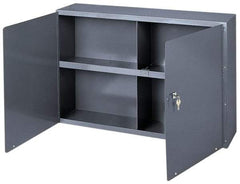 Durham - 1 Shelf Wall Storage Cabinet - Steel, 33-3/4" Wide x 8-1/2" Deep x 22-1/4" High, Gray - USA Tool & Supply