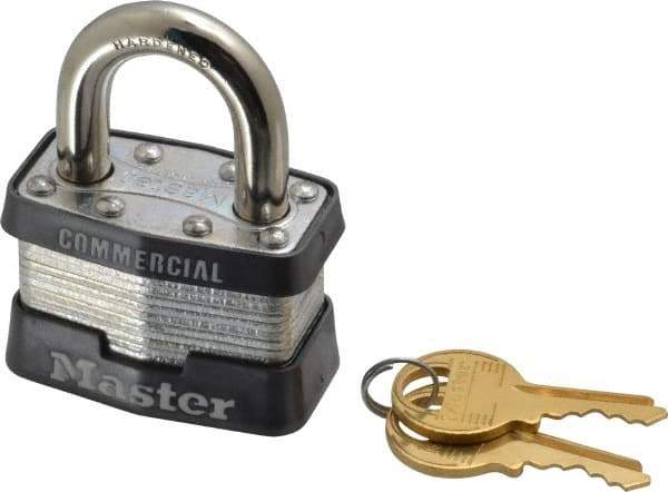 Master Lock - 15/16" Shackle Clearance, Keyed Alike Maximum Security Padlock - 5/16" Shackle Diam, Laminated Steel - USA Tool & Supply