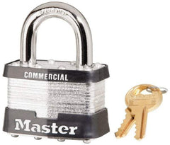 Master Lock - 1" Shackle Clearance, Keyed Alike Maximum Security Padlock - 3/8" Shackle Diam, Laminated Steel - USA Tool & Supply