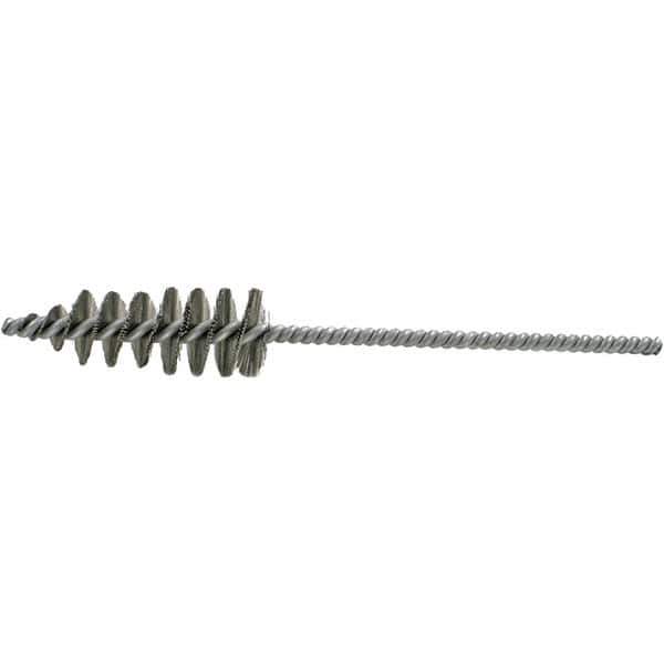 Brush Research Mfg. - 1.3" Diam Helical Steel Tube Brush - Single Spiral, 0.012" Filament Diam, 3-5/8" Brush Length, 10-1/2" OAL, 0.292" Diam Galvanized Steel Shank - USA Tool & Supply