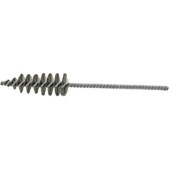 Brush Research Mfg. - 1.3" Diam Helical Steel Tube Brush - Single Spiral, 0.012" Filament Diam, 3-5/8" Brush Length, 10-1/2" OAL, 0.292" Diam Galvanized Steel Shank - USA Tool & Supply