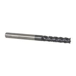 Accupro - 1/4" Diam, 1-1/8" LOC, 4 Flute Solid Carbide Roughing & Finishing Square End Mill - AlTiN Finish, 3" OAL, 1/4" Shank Diam, Straight Shank, 40° Helix, Centercutting - USA Tool & Supply