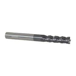 Accupro - 5/16" Diam, 1-1/8" LOC, 4 Flute Solid Carbide Roughing & Finishing Square End Mill - AlTiN Finish, 3" OAL, 5/16" Shank Diam, Straight Shank, 40° Helix, Centercutting - USA Tool & Supply