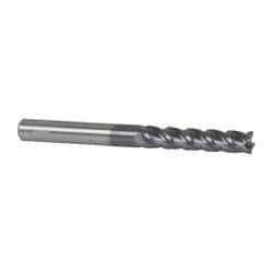 Accupro - 3/8" Diam, 1-3/4" LOC, 4 Flute Solid Carbide Roughing & Finishing Square End Mill - AlTiN Finish, 4" OAL, 3/8" Shank Diam, Straight Shank, 40° Helix, Centercutting - USA Tool & Supply
