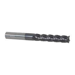 Accupro - 7/16" Diam, 2" LOC, 4 Flute Solid Carbide Roughing & Finishing Square End Mill - AlTiN Finish, 4" OAL, 7/16" Shank Diam, Straight Shank, 40° Helix, Centercutting - USA Tool & Supply