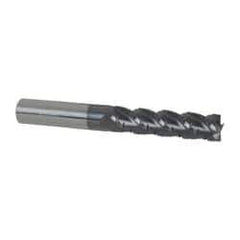 Accupro - 1/2" Diam, 2" LOC, 4 Flute Solid Carbide Roughing & Finishing Square End Mill - AlTiN Finish, 4" OAL, 1/2" Shank Diam, Straight Shank, 40° Helix, Centercutting - USA Tool & Supply
