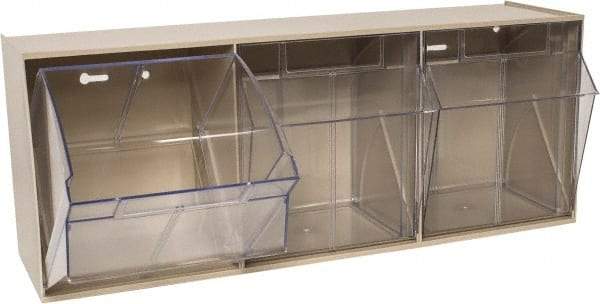 Quantum Storage - 23-5/8" Wide x 9-1/2" High x 7-3/4" Deep, Small Parts Tip Out Stacking Bin Organizer - Polystyrene Frame, 3 Compartments, 7-3/8" Wide x 8-5/8" High x 5-7/8" Deep Bin - USA Tool & Supply
