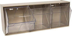 Quantum Storage - 23-5/8" Wide x 9-1/2" High x 7-3/4" Deep, Small Parts Tip Out Stacking Bin Organizer - Polystyrene Frame, 3 Compartments, 7-3/8" Wide x 8-5/8" High x 5-7/8" Deep Bin - USA Tool & Supply