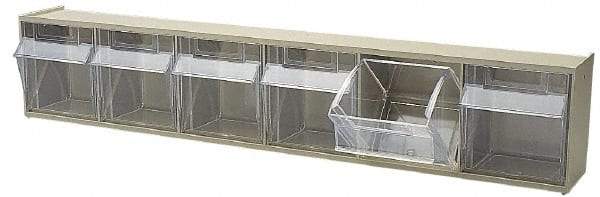 Quantum Storage - 23-5/8" Wide x 4-1/2" High x 3-5/8" Deep, Small Parts Tip Out Stacking Bin Organizer - Polystyrene Frame, 6 Compartments, 3-1/2" Wide x 3-3/4" High x 2-5/8" Deep Bin - USA Tool & Supply