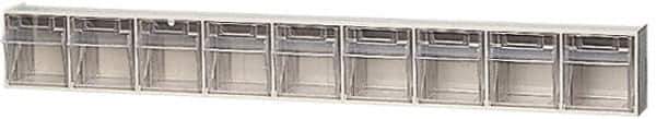 Quantum Storage - 23-5/8" Wide x 3-1/8" High x 2-1/2" Deep, Small Parts Tip Out Stacking Bin Organizer - Polystyrene Frame, 9 Compartments, 2-3/16" Wide x 2-1/2" High x 1-3/4" Deep Bin - USA Tool & Supply