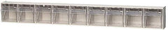 Quantum Storage - 23-5/8" Wide x 3-1/8" High x 2-1/2" Deep, Small Parts Tip Out Stacking Bin Organizer - Polystyrene Frame, 9 Compartments, 2-3/16" Wide x 2-1/2" High x 1-3/4" Deep Bin - USA Tool & Supply