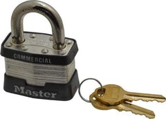 Master Lock - 15/16" Shackle Clearance, Keyed Alike Maximum Security Padlock - 5/16" Shackle Diam, Laminated Steel - USA Tool & Supply