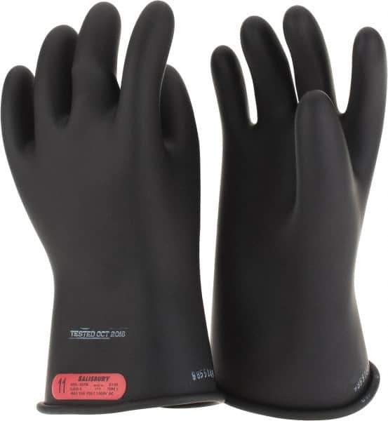 Salisbury by Honeywell - Class 0, Size 2XL (11), 11" Long, Rubber Lineman's Glove - 1,000 AC Max Use Voltage, 5,000 AC Test Voltage, Black, ASTM D120, IEC EN60903 - USA Tool & Supply