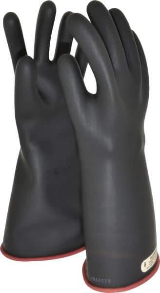 Salisbury by Honeywell - Class 1, Size L (9), 14" Long, Rubber Lineman's Glove - 7,500 AC Max Use Voltage, 10,000 AC Test Voltage, Black/Red, ASTM D120, IEC EN60903 - USA Tool & Supply