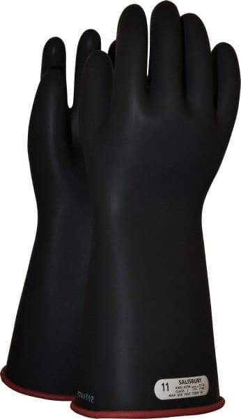 Salisbury by Honeywell - Class 1, Size 2XL (11), 14" Long, Rubber Lineman's Glove - 7,500 AC Max Use Voltage, 10,000 AC Test Voltage, Black/Red, ASTM D120, IEC EN60903 - USA Tool & Supply