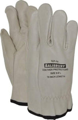 Salisbury by Honeywell - Size L (9), 10" Long, Cowhide Leather Protector - Not for Electrical Protection (ASTM F696-02), Wear Over Rubber Insulating Gloves, ASTM F496 - USA Tool & Supply