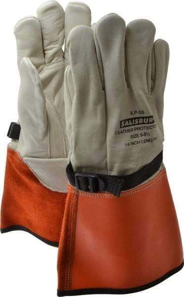 Salisbury by Honeywell - Size L (9), 14" Long, Cowhide Leather Protector - Not for Electrical Protection (ASTM F696-02), Wear Over Rubber Insulating Gloves, ASTM F496 - USA Tool & Supply