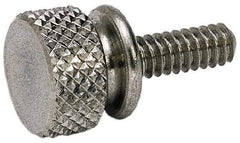 Electro Hardware - #8-32 Knurled Shoulder Grade 1 & F Brass Thumb Screw - 5/8" OAL, 7/16" Head Diam x 3/16" Head Height, Nickel-Plated Finish - USA Tool & Supply