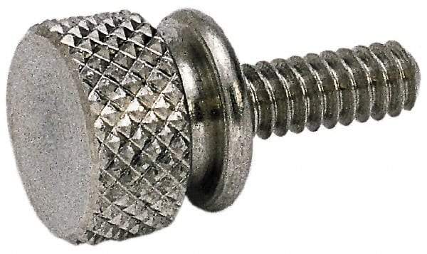 Electro Hardware - #8-32 Knurled Shoulder Aluminum Thumb Screw - 13/16" OAL, 7/16" Head Diam x 3/16" Head Height, Uncoated - USA Tool & Supply