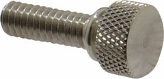 Electro Hardware - 1/4-20 Knurled Shoulder Grade 303 Stainless Steel Thumb Screw - 1-1/8" OAL, 1/2" Head Diam x 1/4" Head Height, Uncoated - USA Tool & Supply