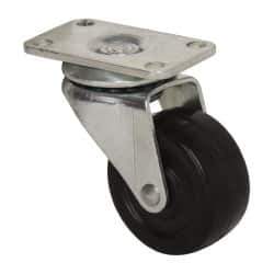 Albion - 1-5/8" Diam x 47/64" Wide x 2-9/32" OAH Top Plate Mount Swivel Caster - Soft Rubber, 70 Lb Capacity, Plain Bearing, 1-3/16 x 2" Plate - USA Tool & Supply