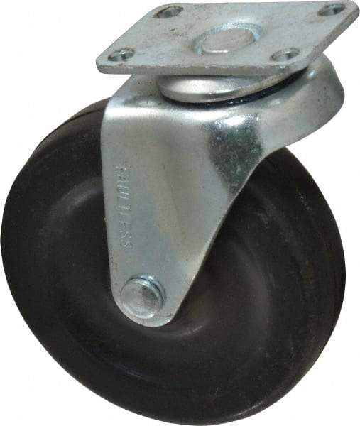 Albion - 3" Diam x 13/16" Wide x 3-19/32" OAH Top Plate Mount Swivel Caster - Soft Rubber, 90 Lb Capacity, Plain Bearing, 1-1/8 x 2-1/8" Plate - USA Tool & Supply