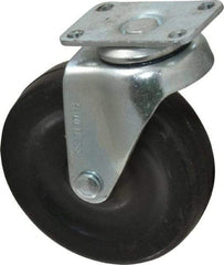 Albion - 3" Diam x 13/16" Wide x 3-19/32" OAH Top Plate Mount Swivel Caster - Soft Rubber, 90 Lb Capacity, Plain Bearing, 1-1/8 x 2-1/8" Plate - USA Tool & Supply