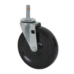 Albion - 5" Diam x 15/16" Wide x 5-5/8" OAH Stem Mount Swivel Caster - Soft Rubber, 125 Lb Capacity, Self-Lubricating Bearing, 7/16 x 1-17/32" Friction Stem - USA Tool & Supply