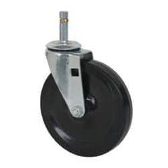 Albion - 5" Diam x 15/16" Wide x 5-5/8" OAH Stem Mount Swivel Caster - Soft Rubber, 125 Lb Capacity, Self-Lubricating Bearing, 7/16 x 1-17/32" Friction Stem - USA Tool & Supply