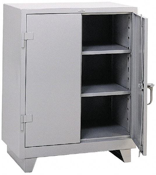 Durham - 2 Shelf Locking Storage Cabinet - Steel, 36" Wide x 24" Deep x 42" High, Gray - USA Tool & Supply