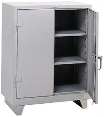 Durham - 2 Shelf Locking Storage Cabinet - Steel, 36" Wide x 24" Deep x 42" High, Gray - USA Tool & Supply