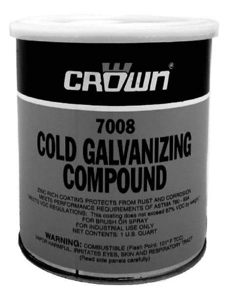 Crown - 32 oz Zinc Cold Galvanizing Compound - Comes in Bottle, Food Grade - USA Tool & Supply