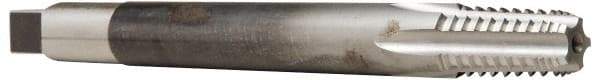 Hertel - 1/2-14 NPTF, 5 Flute, TiN Finish, High Speed Steel, Extension Pipe Tap - 6" OAL, 11/16" Shank Diam, 1-3/8" Thread Length, 0.515" Square Size - USA Tool & Supply