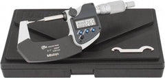 Mitutoyo - 1 Inch, 32mm Throat Depth, Ratchet Stop, Electronic Point Micrometer - Accurate Up to 0.0001 Inch, 0.3937 Inch Point Length, 15° Point Angle, 18mm Head Diameter - USA Tool & Supply