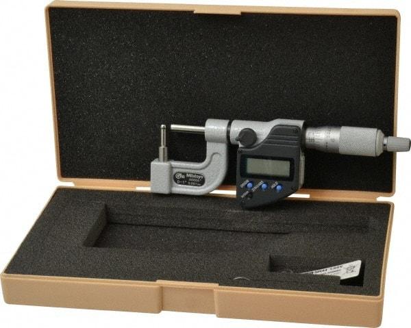 Mitutoyo - 0 to 1 Inch Measurement Range, Pin Anvil, Ratchet Stop Thimble, Electronic Tube Micrometer - Accurate Up to 0.0002 Inch, Carbide - USA Tool & Supply