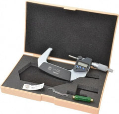 Mitutoyo - 2 to 76.2mm Measurement, Spherical Face Micrometer - Accuracy Up to 0.0001 Inch, Data Output, 0.0001 Inch Resolution, Electronic Operation, Ratchet Stop Thimble, IP65 Water Resistance Rating, SR44 Battery - USA Tool & Supply