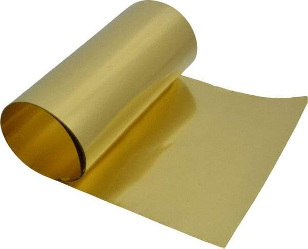 Made in USA - 100 Inch Long x 6 Inch Wide x 0.0015 Inch Thick, Roll Shim Stock - Brass - USA Tool & Supply