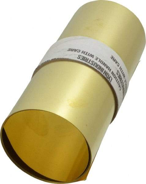 Made in USA - 100 Inch Long x 6 Inch Wide x 0.003 Inch Thick, Roll Shim Stock - Brass - USA Tool & Supply