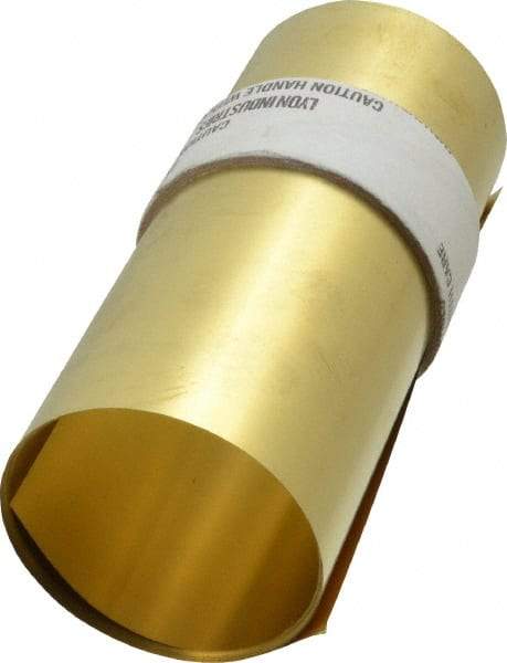 Made in USA - 100 Inch Long x 6 Inch Wide x 0.004 Inch Thick, Roll Shim Stock - Brass - USA Tool & Supply