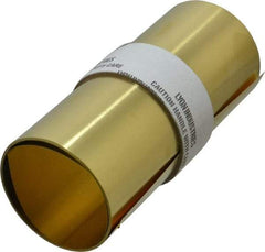 Made in USA - 100 Inch Long x 6 Inch Wide x 0.005 Inch Thick, Roll Shim Stock - Brass - USA Tool & Supply