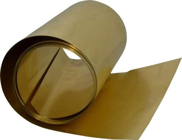 Made in USA - 100 Inch Long x 6 Inch Wide x 0.006 Inch Thick, Roll Shim Stock - Brass - USA Tool & Supply